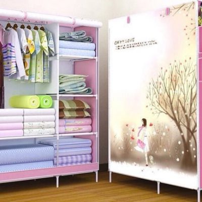Tủ vải cao cấp 2 buồng 6 ngăn họa tiết 3D