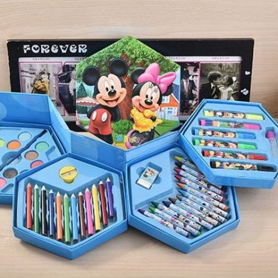 Hộp bút chì màu xoay 4 tầng 46 món cho bé