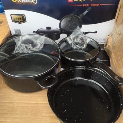 Bộ 3 nồi phủ vân đá chống dính loại 2 nắp