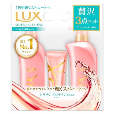 Set 3 dầu gội, xả, dưỡng tóc suôn mượt Super Rich Straight (430g + 430g + 100g) Lux