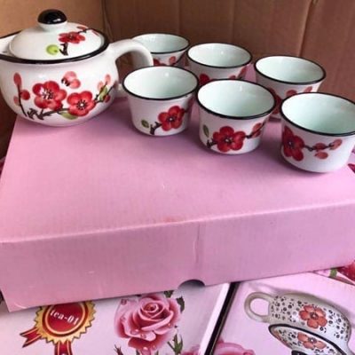 Bộ ấm chén hoa đào xuất Nhật