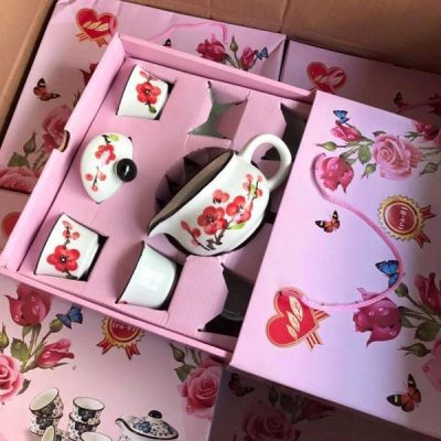 Bộ ấm chén hoa đào xuất Nhật