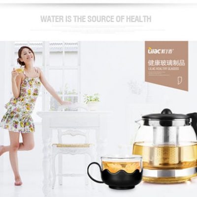 Bộ ấm pha trà thủy tinh có lưới lọc