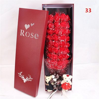 Hoa hồng sáp 33 bông phủ tuyết