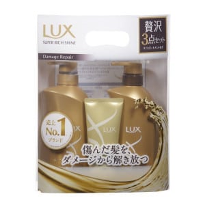Set 3 dầu gội, xả, dưỡng phục hồi tóc hư tổn Super Rich Shine (430g + 430g + 100g) Lux