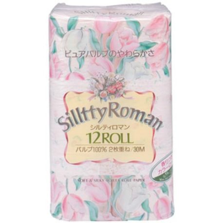 Giấy vệ sinh kép 30m hương hoa tuylip (12 cuộn/ túi) Shikoku