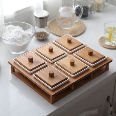 Khay mứt sứ khung gỗ 6 ô cao cấp
