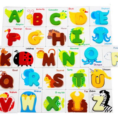 BỘ 26 CHỮ CÁI BẰNG GỖ GHÉP HÌNH HỌC TIẾNG ANH CHO BÉ