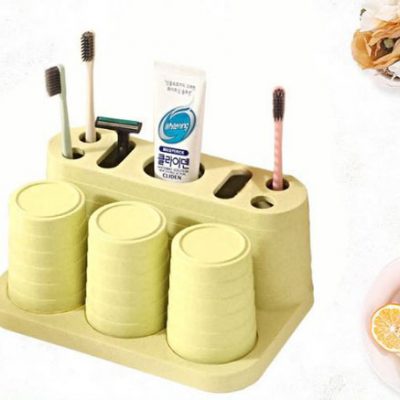 BỘ ĐỂ BÀN CHẢI ĐÁNH RĂNG LÚA MẠCH KÈM 3 CỐC