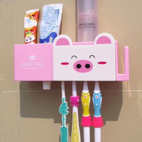 KỆ TREO BÀN CHẢI VÀ KEM ĐÁNH RĂNG ĐA NĂNG HÌNH CHÚ HEO XINH XẮN