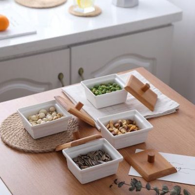 Khay mứt sứ khung gỗ 6 ô