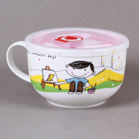 Cốc ăn mỳ xinh xắn có nắp hút chân không