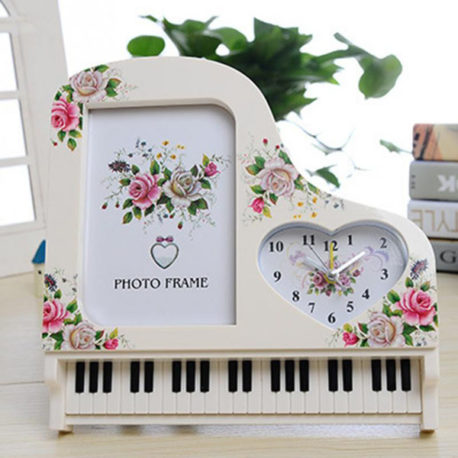 Đồng hồ báo thức hình đàn piano có khung ảnh