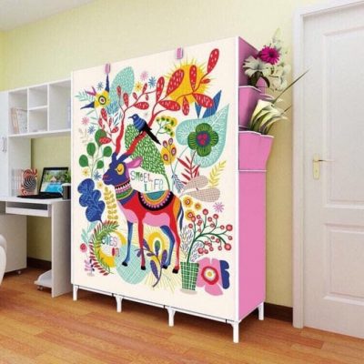 Tủ vải đựng quần áo 3d 3 buồng 8 ngăn