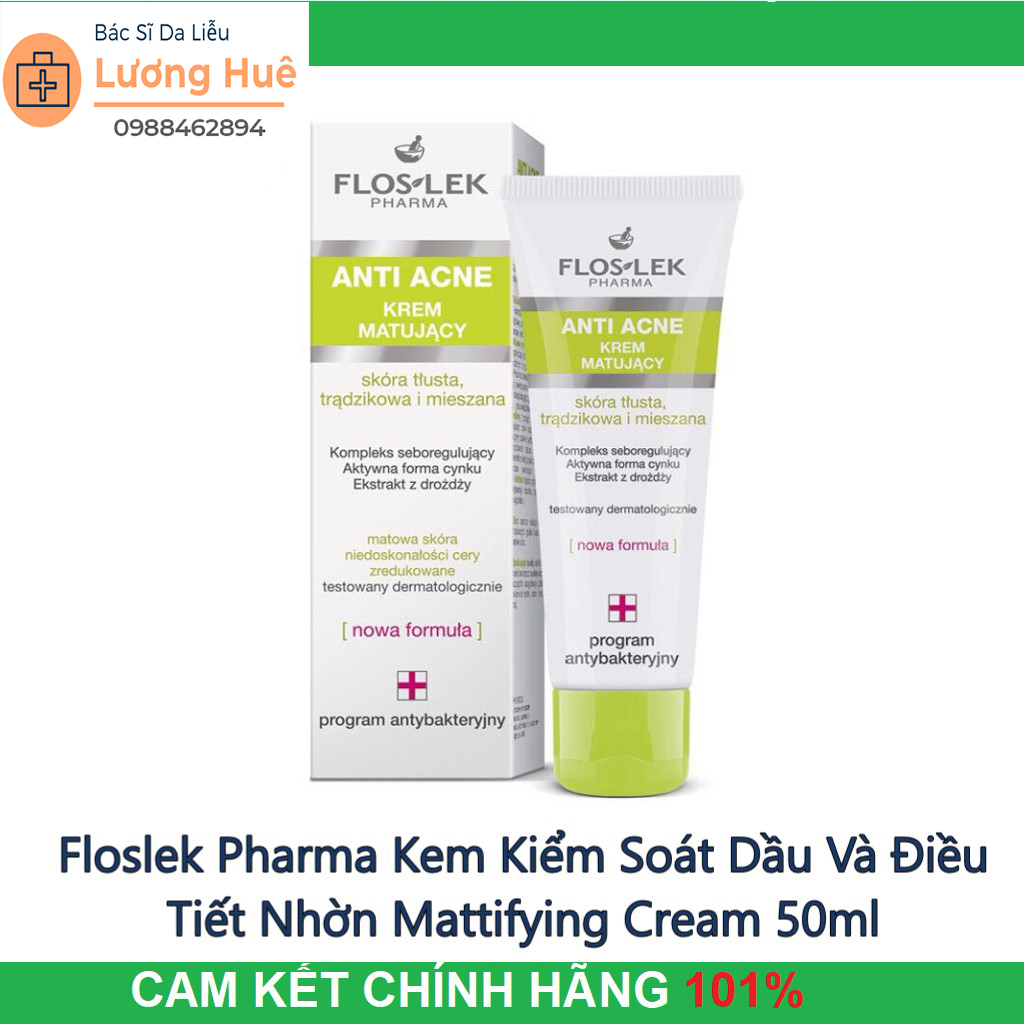 Kem kiểm soát dầu và điều tiết nhờn Floslek Mattifying Cream 50ml Kem kiểm soát dầu và điều tiết nhờn Floslek Mattifying Cream 50ml
