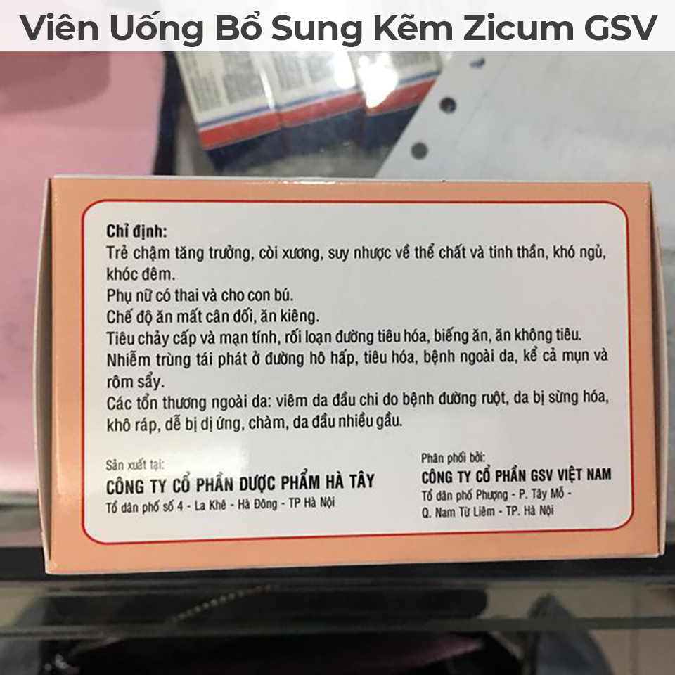Viên Uống Bổ Sung Kẽm Zicum GSV-4 Viên Uống Bổ Sung Kẽm Zicum GSV-4