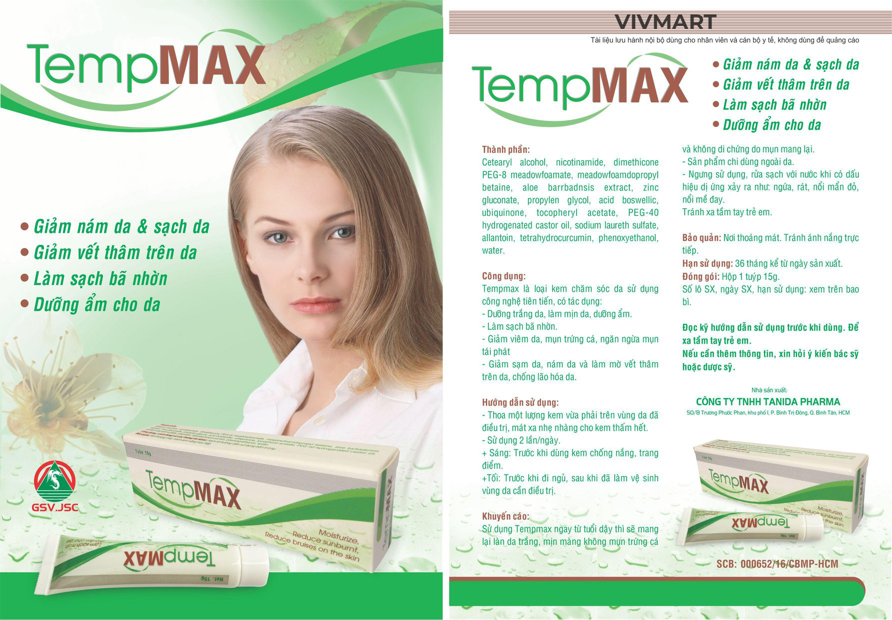 Kem Tẩy Nám và Dưỡng Trắng Da Tempmax-3 Kem Tẩy Nám và Dưỡng Trắng Da Tempmax-3