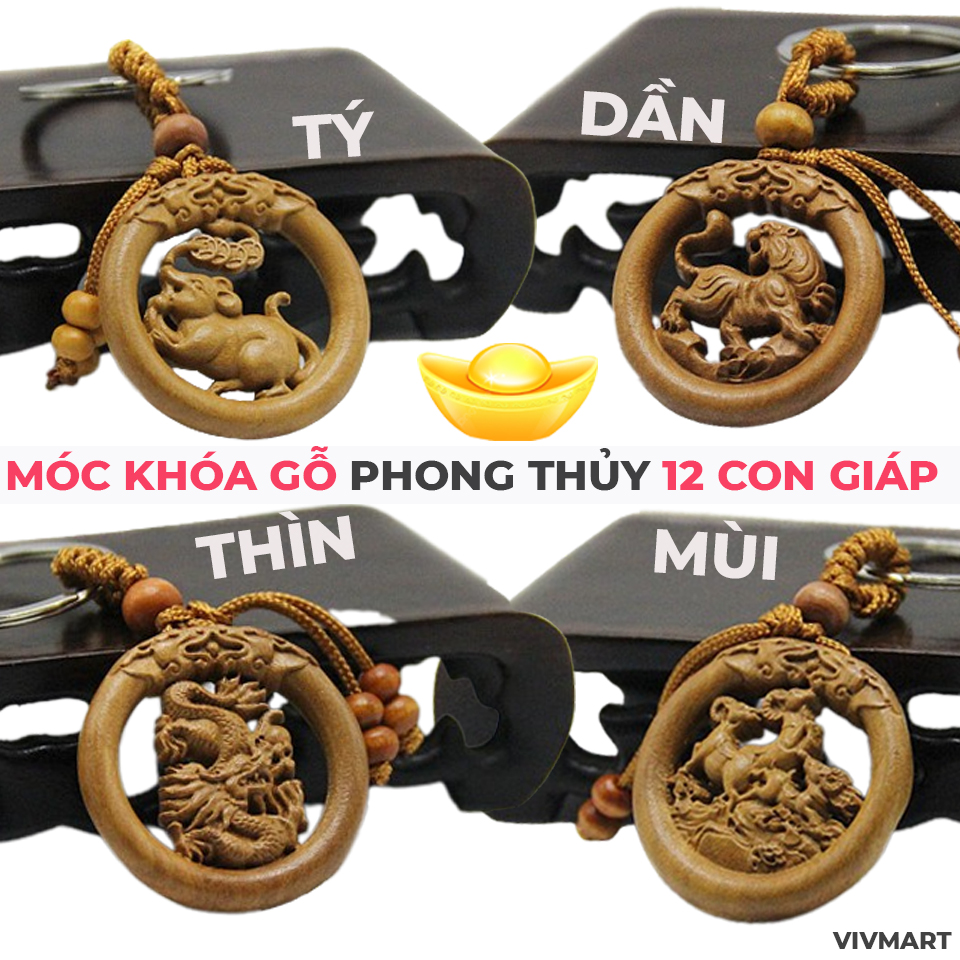 Móc khóa gỗ phong thủy 12 con giáp-1 Móc khóa gỗ phong thủy 12 con giáp-1